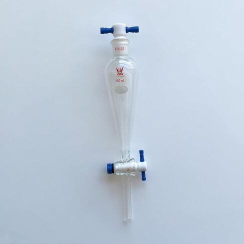 مسار انفصال 125 مل مع 19/22 مفصل و 2 مم PTFE Stopcock & Stopper ، جدار ثقيل الحائط الزجاجي القمع المخروط in Kuwait