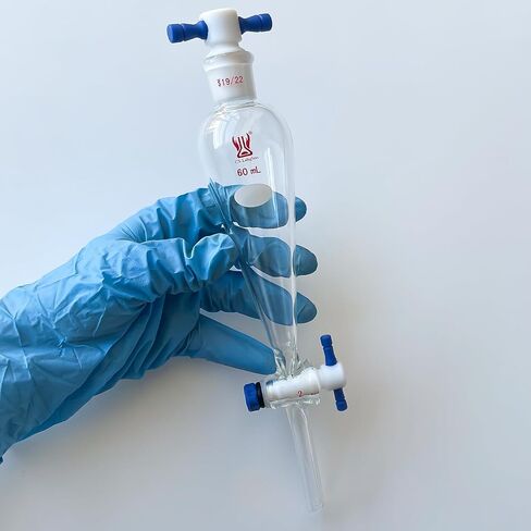 مسار انفصال 125 مل مع 19/22 مفصل و 2 مم PTFE Stopcock & Stopper ، جدار ثقيل الحائط الزجاجي القمع المخروط in Kuwait