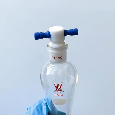 مسار انفصال 125 مل مع 19/22 مفصل و 2 مم PTFE Stopcock & Stopper ، جدار ثقيل الحائط الزجاجي القمع المخروط in Kuwait