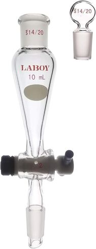 Laboy Glass 10mL Concial Separatory Funnel Pear-Shaped Lab Glass Dropping Funnel with Two 14/20 Joints and 2mm PTFE Stopcock Lab Glassware in Saudi Arabia