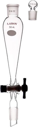 Laboy Glass 10mL Concial Separatory Funnel Pear-Shaped Lab Glass Dropping Funnel with Two 14/20 Joints and 2mm PTFE Stopcock Lab Glassware in Saudi Arabia