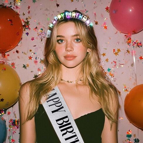 Uranian Light Up Birthday Headbands and Sash Rhinestone Crowns Led Birthday Halo Crown Sparkly Party Favor Hair Accessories for Women in Saudi Arabia