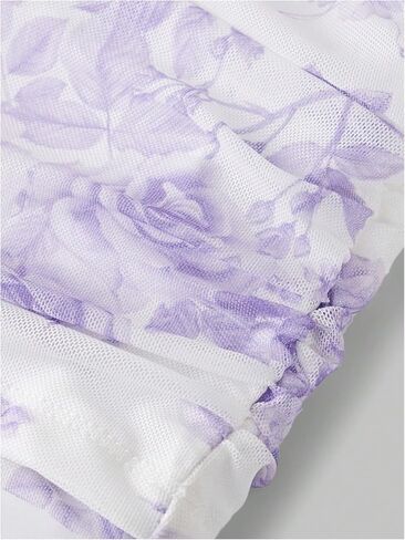 Milumia Girl's Ruched Floral Print Tank Top Square Neck Sleeveless Cropped Tops in Kuwait