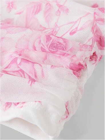 Milumia Girl's Ruched Floral Print Tank Top Square Neck Sleeveless Cropped Tops in Kuwait