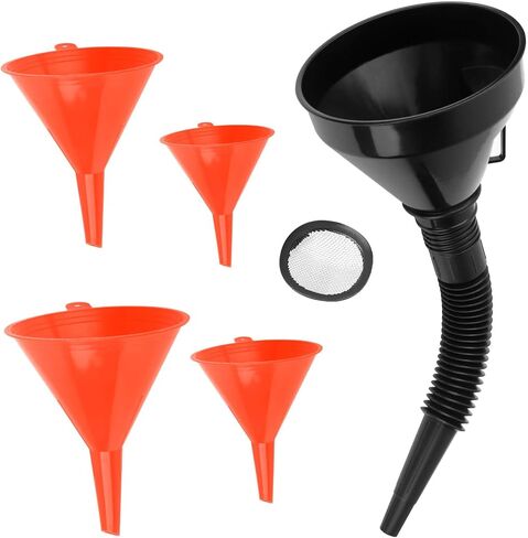 10 Pcs Automotive Funnels Set, Plastic Long Neck Oil Funnels, Universal Wide Mouth Fuel Funnels with Handle and Hose for Filling Coolant, Engine Oil, Gasoline in Saudi Arabia