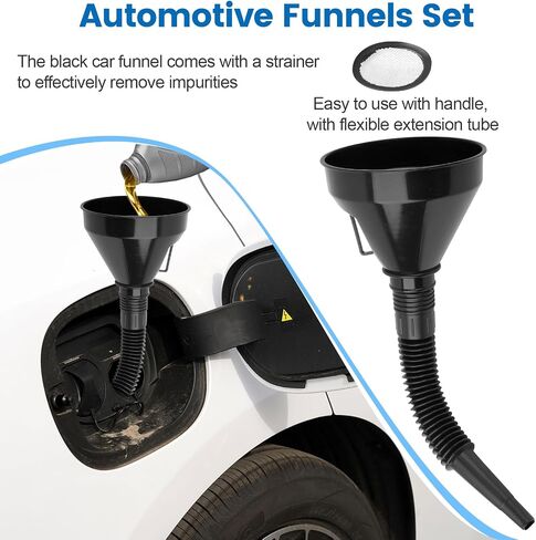 10 Pcs Automotive Funnels Set, Plastic Long Neck Oil Funnels, Universal Wide Mouth Fuel Funnels with Handle and Hose for Filling Coolant, Engine Oil, Gasoline in Saudi Arabia