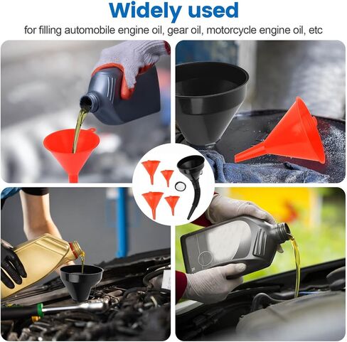 10 Pcs Automotive Funnels Set, Plastic Long Neck Oil Funnels, Universal Wide Mouth Fuel Funnels with Handle and Hose for Filling Coolant, Engine Oil, Gasoline in Saudi Arabia