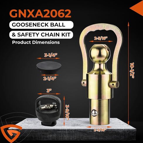 60639 Puck System Gooseneck Hitch Ball Kit Compatible with 2013-2025 Ford F250 F350 F450, 2016-2025 Silverado, Sierra & Titan XD Trucks, 38,000 lbs. GTW, 2-5/16-Inch Ball, Pucks Required in Saudi Arabia