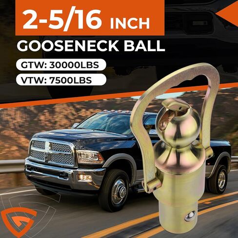 60639 Puck System Gooseneck Hitch Ball Kit Compatible with 2013-2025 Ford F250 F350 F450, 2016-2025 Silverado, Sierra & Titan XD Trucks, 38,000 lbs. GTW, 2-5/16-Inch Ball, Pucks Required in Saudi Arabia