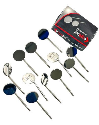 Dental Mouth Mirrors #5 (24mm) Rhodium Coated Front Surface Diagnostic Dental Mouth Mirror - Mirror Cone Socket Oral Mirror - Stainless Steel (Pack of 12) in Kuwait
