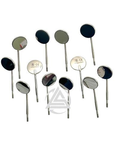 Dental Mouth Mirrors #5 (24mm) Rhodium Coated Front Surface Diagnostic Dental Mouth Mirror - Mirror Cone Socket Oral Mirror - Stainless Steel (Pack of 12) in Kuwait