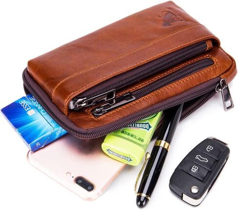 Vintage Leather Phone Belt Bag Waist Pack for Outdoor Travel Flip Phone Case Holster Bum Fanny Pouch Money Coin Purse Wallet Small Shoulder Pocket in Saudi Arabia