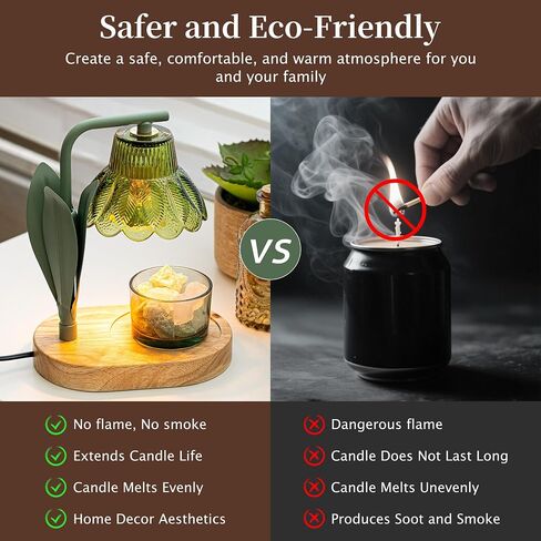 Flower Candle Warmer Lamp with Timer,Dimmable Candle Lamp Warmer,Adjustable Height Candle Warmer for All Jar Candles,Bedroom Living Room Home Decor Aesthetic Christmas Birthday Gifts for Women in Saudi Arabia