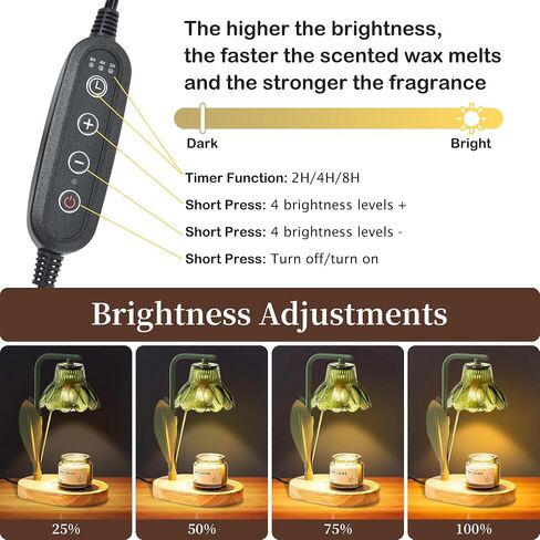 Flower Candle Warmer Lamp with Timer,Dimmable Candle Lamp Warmer,Adjustable Height Candle Warmer for All Jar Candles,Bedroom Living Room Home Decor Aesthetic Christmas Birthday Gifts for Women in Saudi Arabia