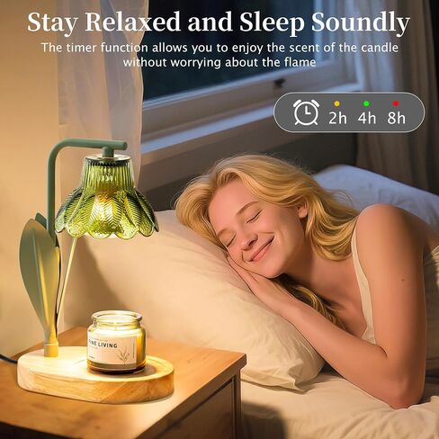 Flower Candle Warmer Lamp with Timer,Dimmable Candle Lamp Warmer,Adjustable Height Candle Warmer for All Jar Candles,Bedroom Living Room Home Decor Aesthetic Christmas Birthday Gifts for Women in Saudi Arabia