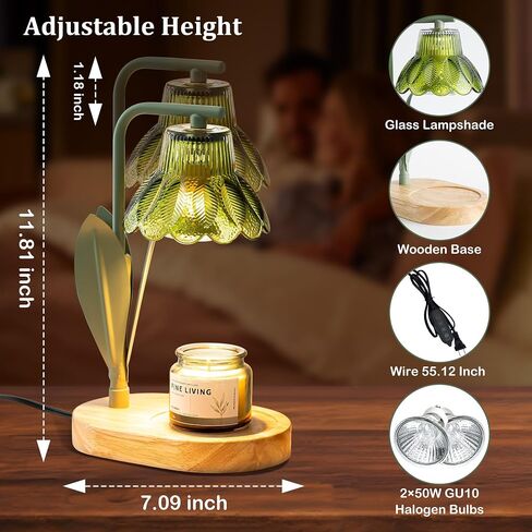 Flower Candle Warmer Lamp with Timer,Dimmable Candle Lamp Warmer,Adjustable Height Candle Warmer for All Jar Candles,Bedroom Living Room Home Decor Aesthetic Christmas Birthday Gifts for Women in Saudi Arabia