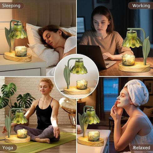 Flower Candle Warmer Lamp with Timer,Dimmable Candle Lamp Warmer,Adjustable Height Candle Warmer for All Jar Candles,Bedroom Living Room Home Decor Aesthetic Christmas Birthday Gifts for Women in Saudi Arabia