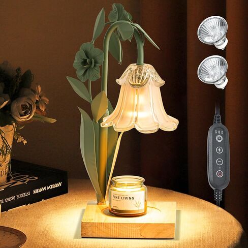 Flower Candle Warmer Lamp with Timer,Dimmable Candle Lamp Warmer,Adjustable Height Candle Warmer for All Jar Candles,Bedroom Living Room Home Decor Aesthetic Christmas Birthday Gifts for Women in Saudi Arabia
