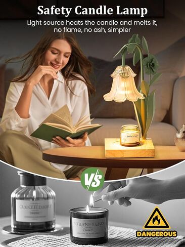 Flower Candle Warmer Lamp with Timer,Dimmable Candle Lamp Warmer,Adjustable Height Candle Warmer for All Jar Candles,Bedroom Living Room Home Decor Aesthetic Christmas Birthday Gifts for Women in Saudi Arabia