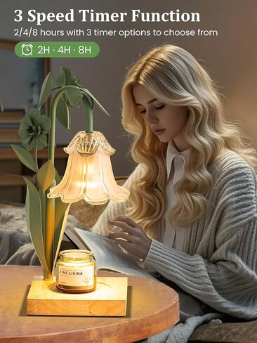 Flower Candle Warmer Lamp with Timer,Dimmable Candle Lamp Warmer,Adjustable Height Candle Warmer for All Jar Candles,Bedroom Living Room Home Decor Aesthetic Christmas Birthday Gifts for Women in Saudi Arabia