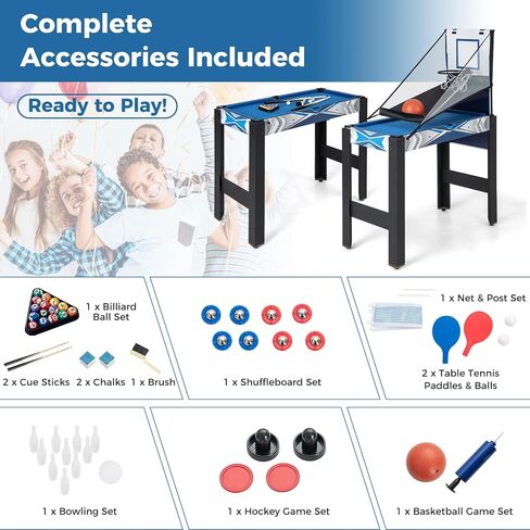 Giantex 6 in 1 Multi Game Table, Combo Game Table w/Basketball, Billiards, Ping Pong, Hockey, Shuffleboard, Bowling for Home, Game Room, Friends & Family, Combination Game Table Set for Adults Kids in Saudi Arabia