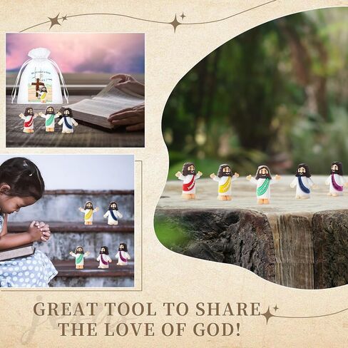 20 Sets Mini Jesus Figurines Bulk Easter Little Tiny Jesus Figures with Cross Prayer Scripture Cards and Organza Bags Religious Gifts Party Favors for Church Events Souvenir in Saudi Arabia