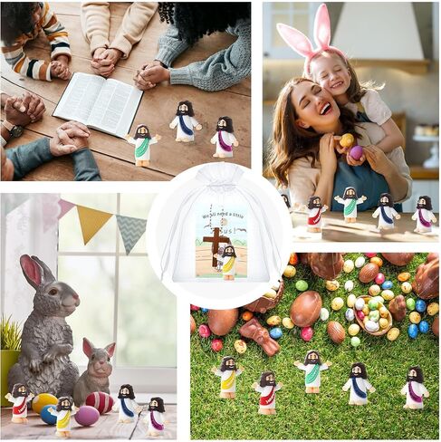 20 Sets Mini Jesus Figurines Bulk Easter Little Tiny Jesus Figures with Cross Prayer Scripture Cards and Organza Bags Religious Gifts Party Favors for Church Events Souvenir in Saudi Arabia