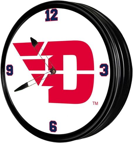 The Fan Brand NCAA Dayton Flyers - ساعة الحائط المضاءة - شريط الفريق الرياضي ديكور - المنزل ، المسكن ، المرآب ، المكتب ، كهف المعجبين in Kuwait