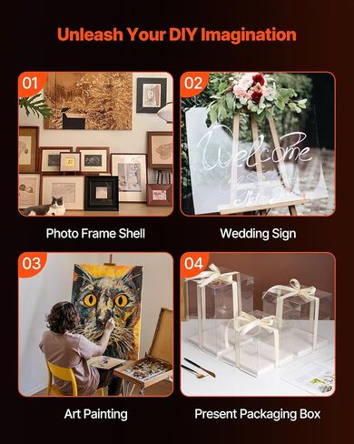 VEVOR PET/Plexiglass Sheets, 5-Pack Plastic Sheet, 24 x 36 Inch 0.04 Inch Thick Transparent Clear Flexible Plastic Panels for Craft, Replacement Picture Frame Glass, DIY Display Project, Easy to Cut in Saudi Arabia