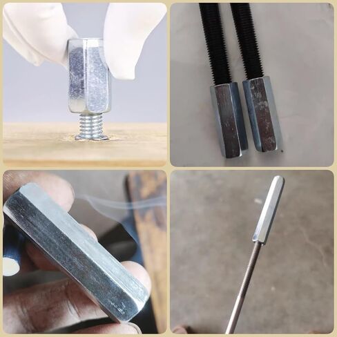 10Pc Galvanised Extended Hexagonal Joint Nut Industrial-Grade Connecting M3-M30 Heavy-Duty Equipment Threaded Rod Connector Rust-Proof Fastening Accessories(M8(D)*15(L)*14(s)) in Kuwait
