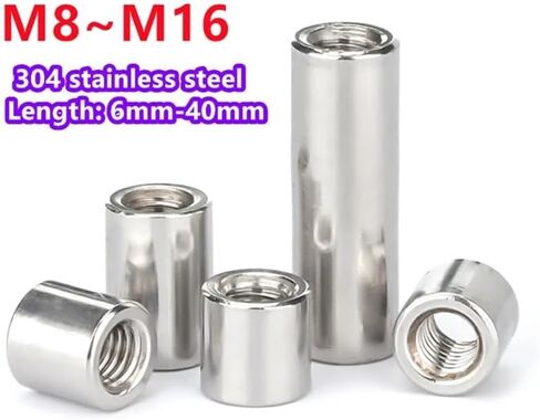 Round Connector Nuts, M8-M16 304 Stainless Steel Round Joint Nut Long Round Connector Round Coupling Connector(M8x12x35(5pcs)) in Saudi Arabia