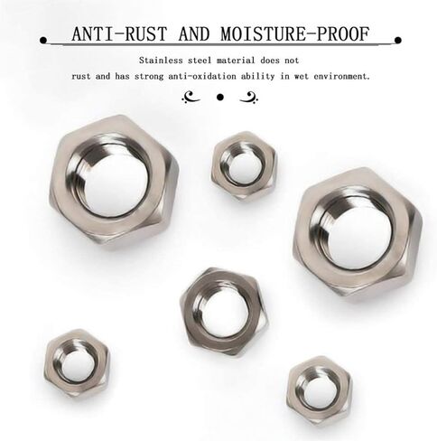 2/50PCS Hex Nuts M1-M20 Hex Nut 304 Stainless Steel Metric(M3.5 x 25Pcs) in Saudi Arabia