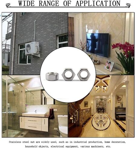 2/50PCS Hex Nuts M1-M20 Hex Nut 304 Stainless Steel Metric(M3.5 x 25Pcs) in Saudi Arabia
