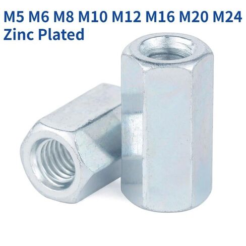 موصل مستدير المكسرات ، M5-M24 الزنك مسدس سداسي سداسي تمتد موصل القضبان الطويل كمصور اقتران الأنبوبية (M10x13x30 2pcs) in Kuwait