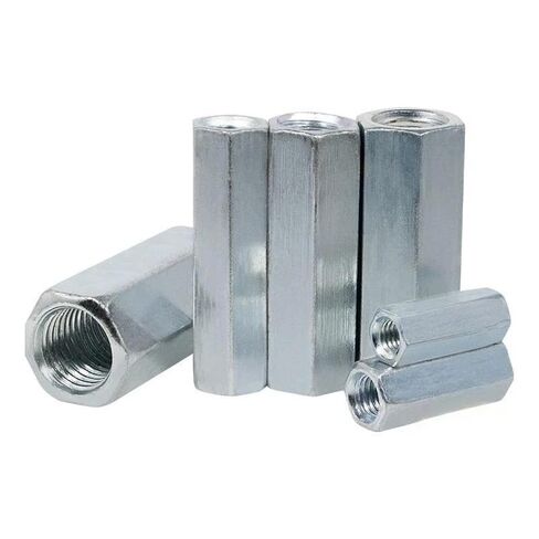 موصل مستدير المكسرات ، M5-M18 الصلب الكربوني المجلفن الطويل طول سداسي مقترن موصل الموصل امتداد الأكمام (M12x15x50mm 1pcs) in Kuwait