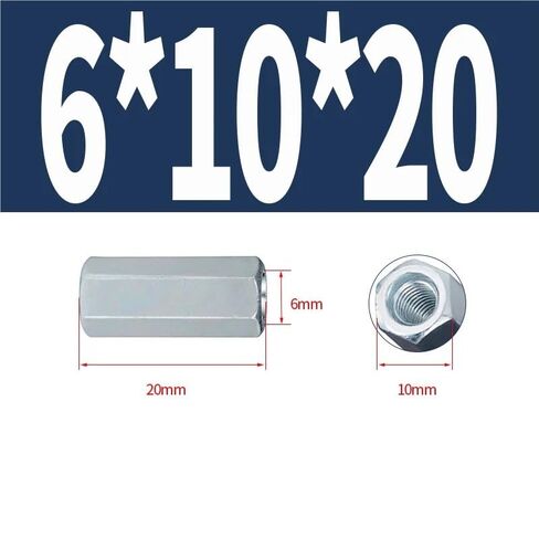 موصل مستدير المكسرات ، M5-M18 الصلب الكربوني المجلفن الطويل طول سداسي مقترن موصل الموصل امتداد الأكمام (M12x15x50mm 1pcs) in Kuwait