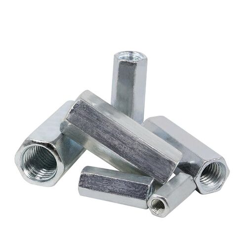 موصل مستدير المكسرات ، M5-M18 الصلب الكربوني المجلفن الطويل طول سداسي مقترن موصل الموصل امتداد الأكمام (M12x15x50mm 1pcs) in Kuwait