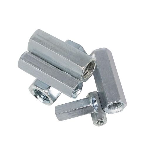 موصل مستدير المكسرات ، M5-M18 الصلب الكربوني المجلفن الطويل طول سداسي مقترن موصل الموصل امتداد الأكمام (M12x15x50mm 1pcs) in Kuwait