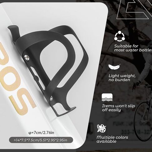 ROCKBROS Bike Water Bottle Cage Holder Lightweight Alloy Aluminum Bicycle Water Bottle Holder Cages Secure Hold Brackets for MTB, Road,Gravel Bike，Blcak in Saudi Arabia