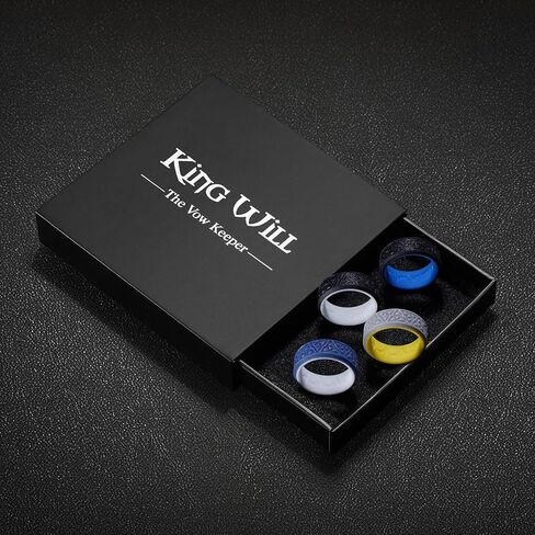 King Will Silicone Wedding Rings For Men, Black & Blue Rubber Wedding Bands with Celtic Knot Pattern, 8mm Wide 2.2mm Thick, Comfort Fit Size 8 in Saudi Arabia