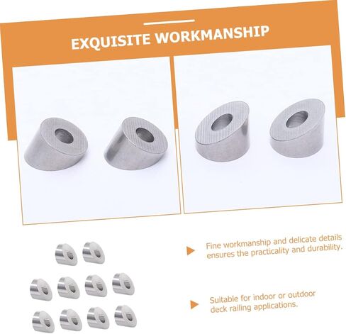 Lifkome 10pcs غسالات مشطوفة عن تصميم زاوية كابلات الكابلات المصنوعة من الفولاذ المقاوم للصدأ لمشاريع درابزين درج DIY متوافقة مع حبل سلك الفولاذ المقاوم للصدأ in Saudi Arabia