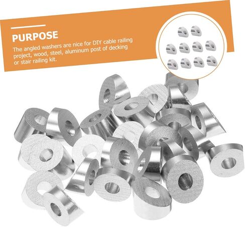 Lifkome 10pcs غسالات مشطوفة عن تصميم زاوية كابلات الكابلات المصنوعة من الفولاذ المقاوم للصدأ لمشاريع درابزين درج DIY متوافقة مع حبل سلك الفولاذ المقاوم للصدأ in Saudi Arabia
