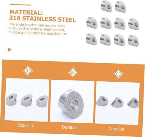 Lifkome 10pcs غسالات مشطوفة عن تصميم زاوية كابلات الكابلات المصنوعة من الفولاذ المقاوم للصدأ لمشاريع درابزين درج DIY متوافقة مع حبل سلك الفولاذ المقاوم للصدأ in Saudi Arabia