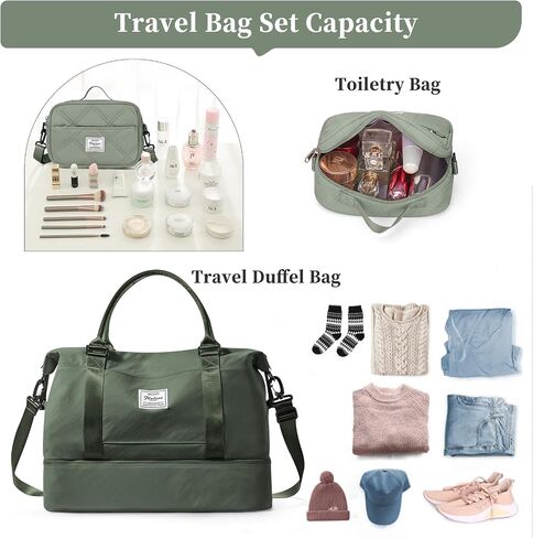 Weekender Bags for Women,Travel Duffel Bag with Shoes Compartment,Overnight Carry on Personal Item Bag with Toiletry Bag,Black in Saudi Arabia
