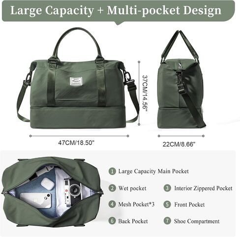 Weekender Bags for Women,Travel Duffel Bag with Shoes Compartment,Overnight Carry on Personal Item Bag with Toiletry Bag,Black in Saudi Arabia