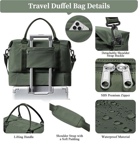 Weekender Bags for Women,Travel Duffel Bag with Shoes Compartment,Overnight Carry on Personal Item Bag with Toiletry Bag,Black in Saudi Arabia