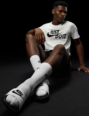 Nike Men's Benassi JDI Slides Athletic Sandal, Black/White, 10 in Kuwait