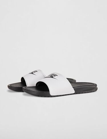Nike Men's Benassi JDI Slides Athletic Sandal, Black/White, 10 in Kuwait