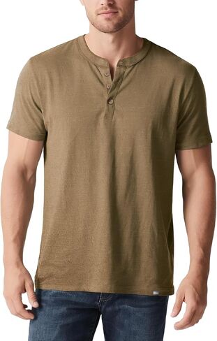 Henley Shirts for Men Short Sleeve Casual Cotton Button-Up T-Shirt - Classic Crew Neck Basic Tee in Kuwait