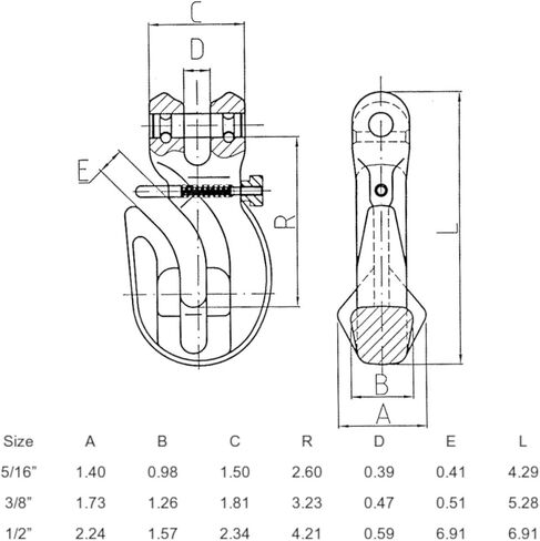 3/8'' Grade 100 Clevis Foundry Hook Clevis Chain Hook WLL 8800 LBS BS 35200 LBS in Saudi Arabia